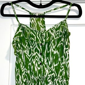Green and white T back maxi dress